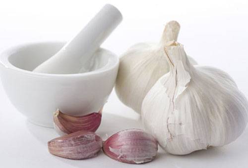 Knoblauch und Mörser