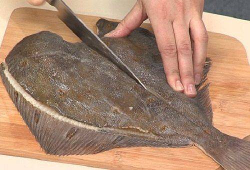 Entfernen der Schuppen am Fisch