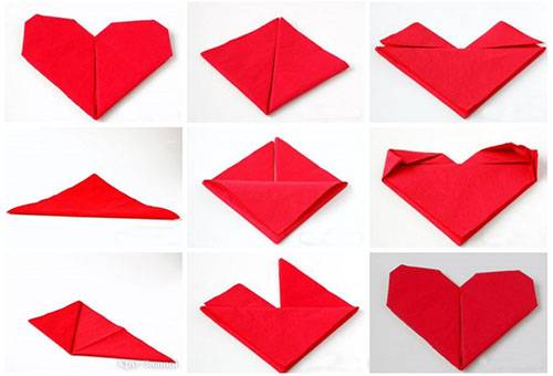 Faltmuster: Serviette in Herzform