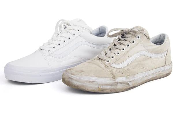 Schmutzige und saubere Schuhe