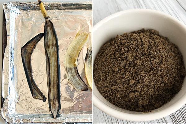 Pulver aus getrockneten Bananenschalen