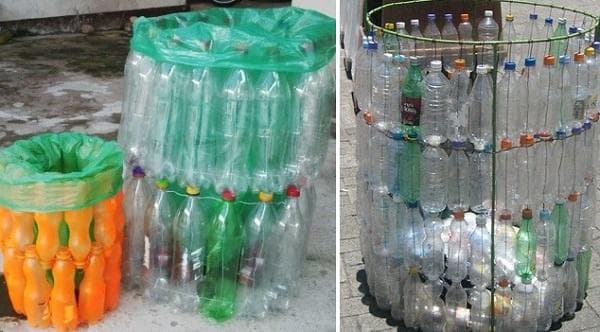 Abfallbehälter aus Plastikflaschen