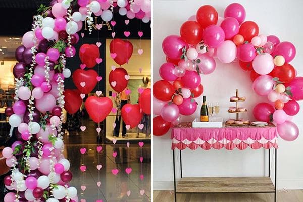 Dekoration aus Luftballons und Herzchen