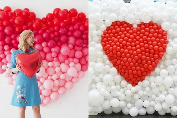 Schilde aus Luftballons zum 14. Februar