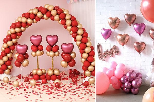 Matte und metallisierte Luftballons zum Valentinstag