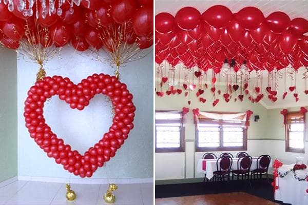 Dekoration mit Heliumballons zum Valentinstag