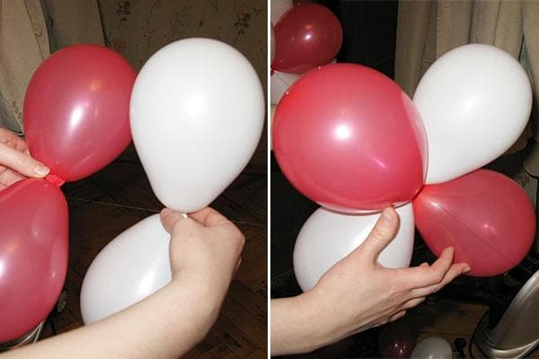 Verbindung von vier Luftballons
