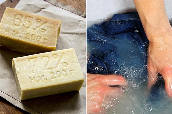 Waschen von Jeans mit Waschseife