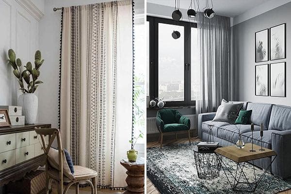 Halbdurchsichtige Vorhänge im Interieur