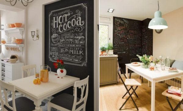 Zeichentafel an der Wand im Essbereich