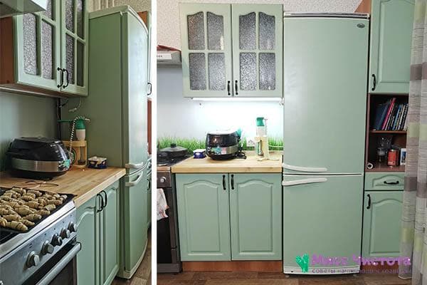 Kühlschrank in einheitlicher Farbe mit den Fronten