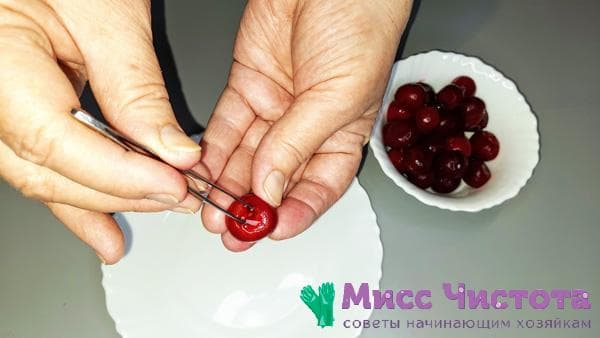Wie man Kerne mit einer Pinzette aus Beeren entfernt