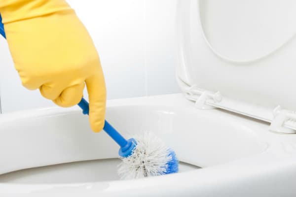 Toilettenreinigung mit der Bürste