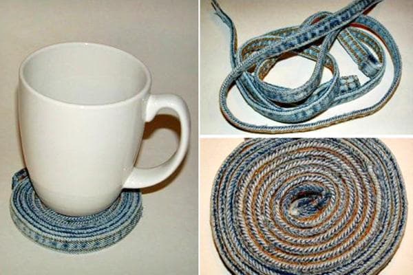 Tassenuntersetzer aus alten Jeans
