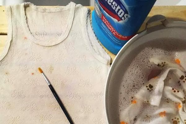 Fleckenentfernung auf Kleidung mit Domestos