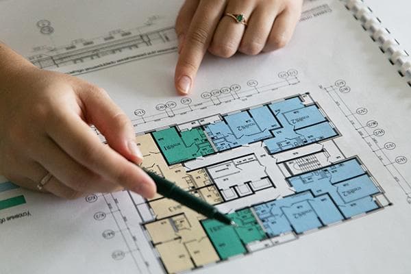 Grundriss der Wohnungen im Stockwerk