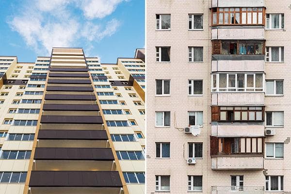 Neubau und alter Plattenbau