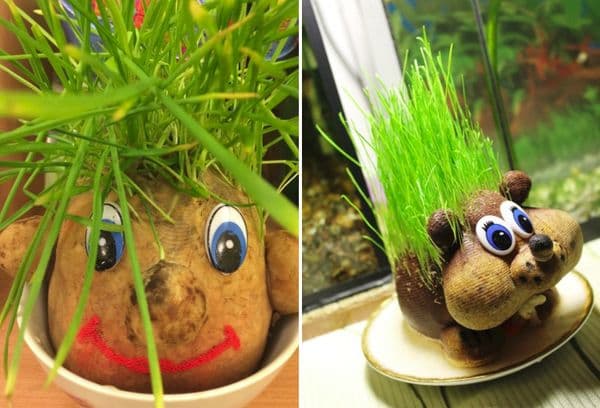 Spielzeuge mit Gras