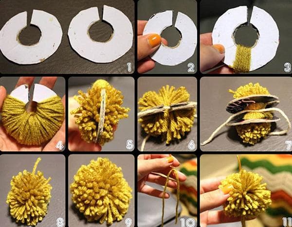Herstellung eines Pompons aus Garn