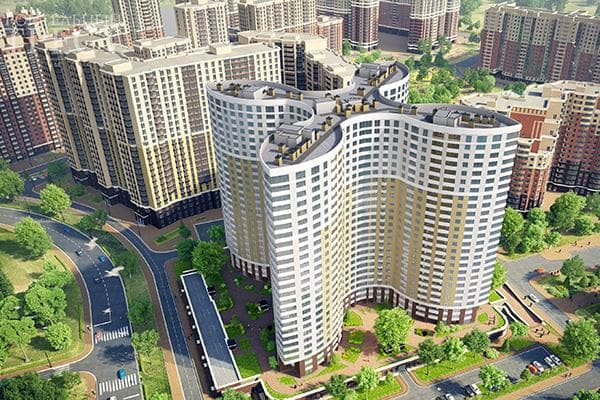 Modell eines neuen Wohnkomplexes in Sankt Petersburg