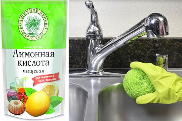Zitronensäure zur Reinigung des Wasserhahns von Ablagerungen