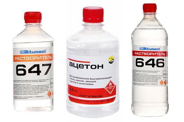 Aceton und die Lösungsmittel 646 und 647