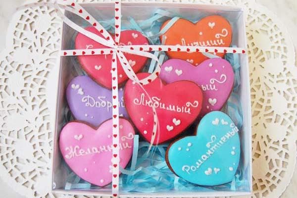 Lebkuchen-Set in Herzform zum 14. Februar