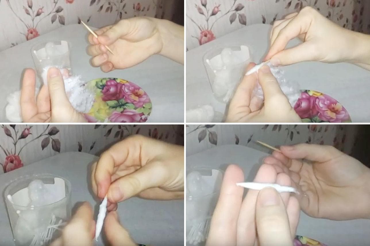 Herstellung eines Wattestäbchens (Tamponade) mit Zahnstocher