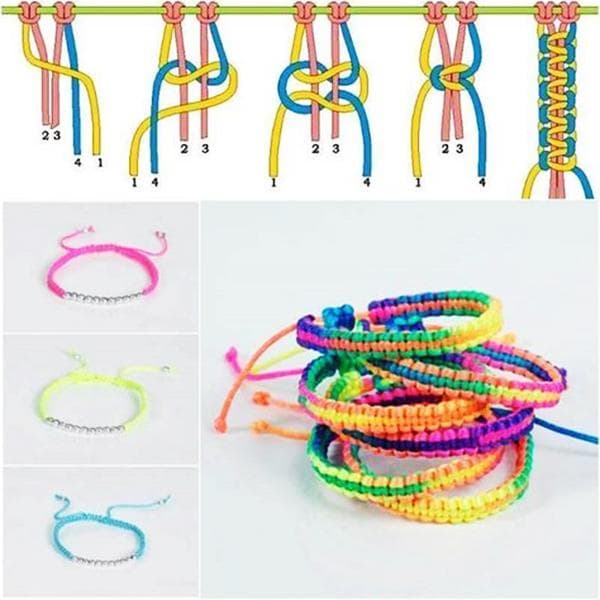 Schema zum Flechten eines Band-Armbands aus Fäden