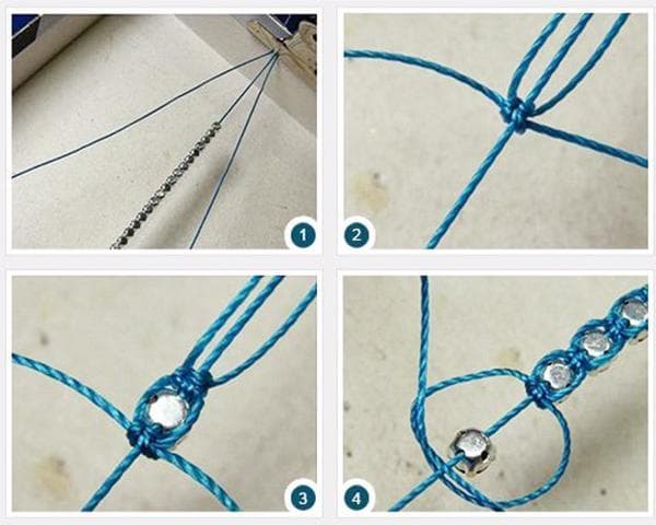 Webanleitung für ein Armband aus Fäden und Perlen