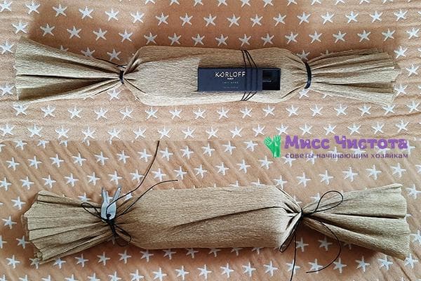 Gestaltung einer Flasche mit goldener Wellpappe