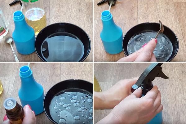 Zubereitung eines Antistatikums aus Essig, Wasser und Ölen