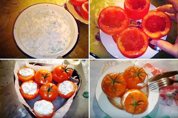 Gebackene Tomaten mit Quarkfüllung