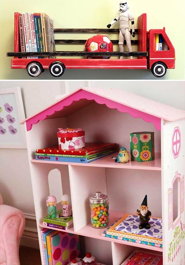 Bibliothek im Autoladeraum oder im Puppenhaus