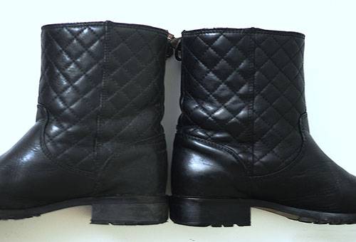 Lederstiefel vor und nach der Reinigung