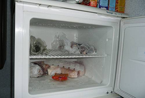 Der Gefrierschrank mit Lebensmitteln