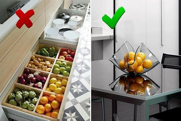 Aufbewahrung von Obst in der Küche