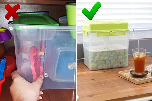 Plastikbehälter für Lebensmittel in der Küche
