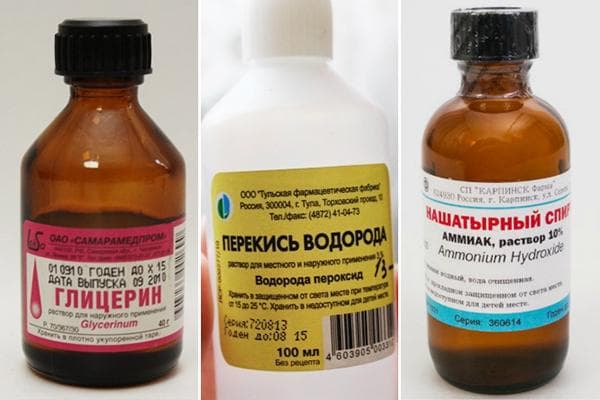 Glycerin, Wasserstoffperoxid und Salmiakgeist