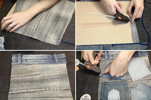 Anfertigung eines Hängeorganizers aus alten Jeans