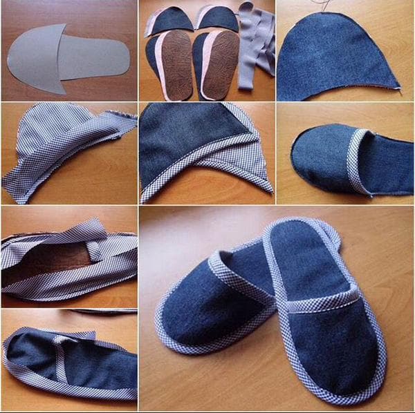 Hausschuhe aus alten Jeans