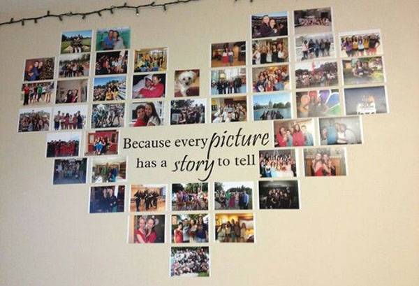 Herz aus Fotos an der Wand