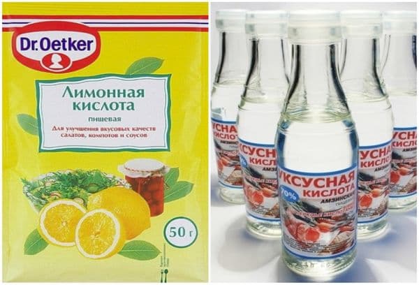 Zitronensaft und Essigsäure