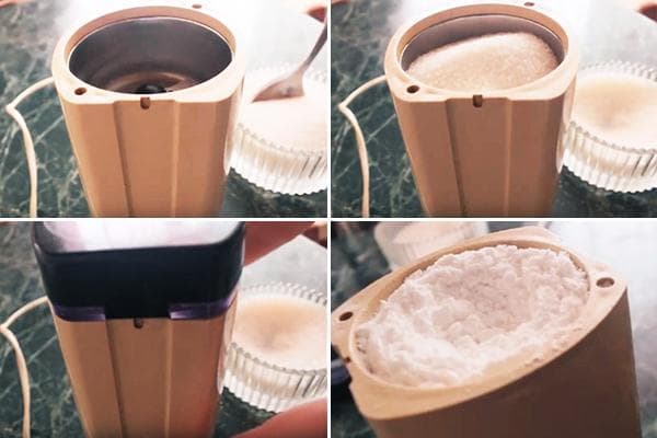 Zubereitung von Puderzucker in der Kaffeemühle