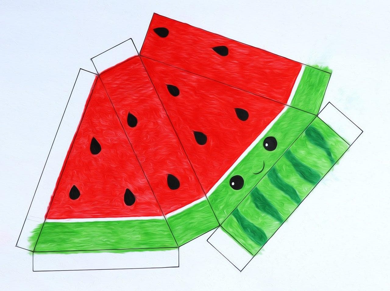 Vorlage für Squishy - bemalte Wassermelonenscheibe