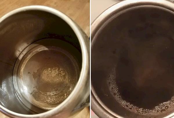 Kaffeesatz zur Reinigung des Wasserkochers