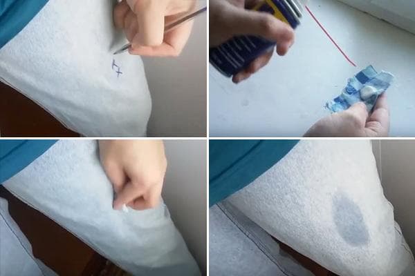 Entfernung von Stiftspuren von Jeans mit WD-40