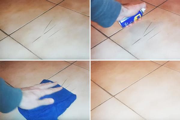 WD-40 gegen Schuhsohlenabdrücke auf dem Boden