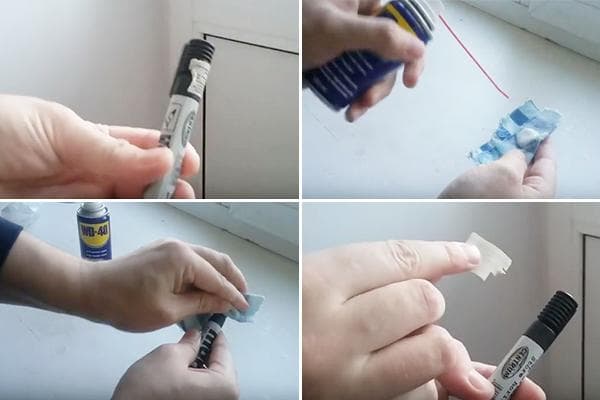 Entfernen eines Aufklebers mit WD-40
