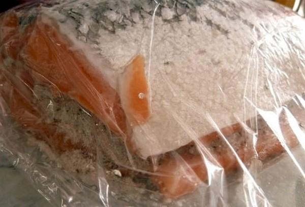 Gesalzener Lachs im Beutel